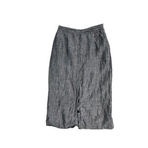 Vintage Pims Made In Italy Midi Skirt Small  Gray Striped 70'